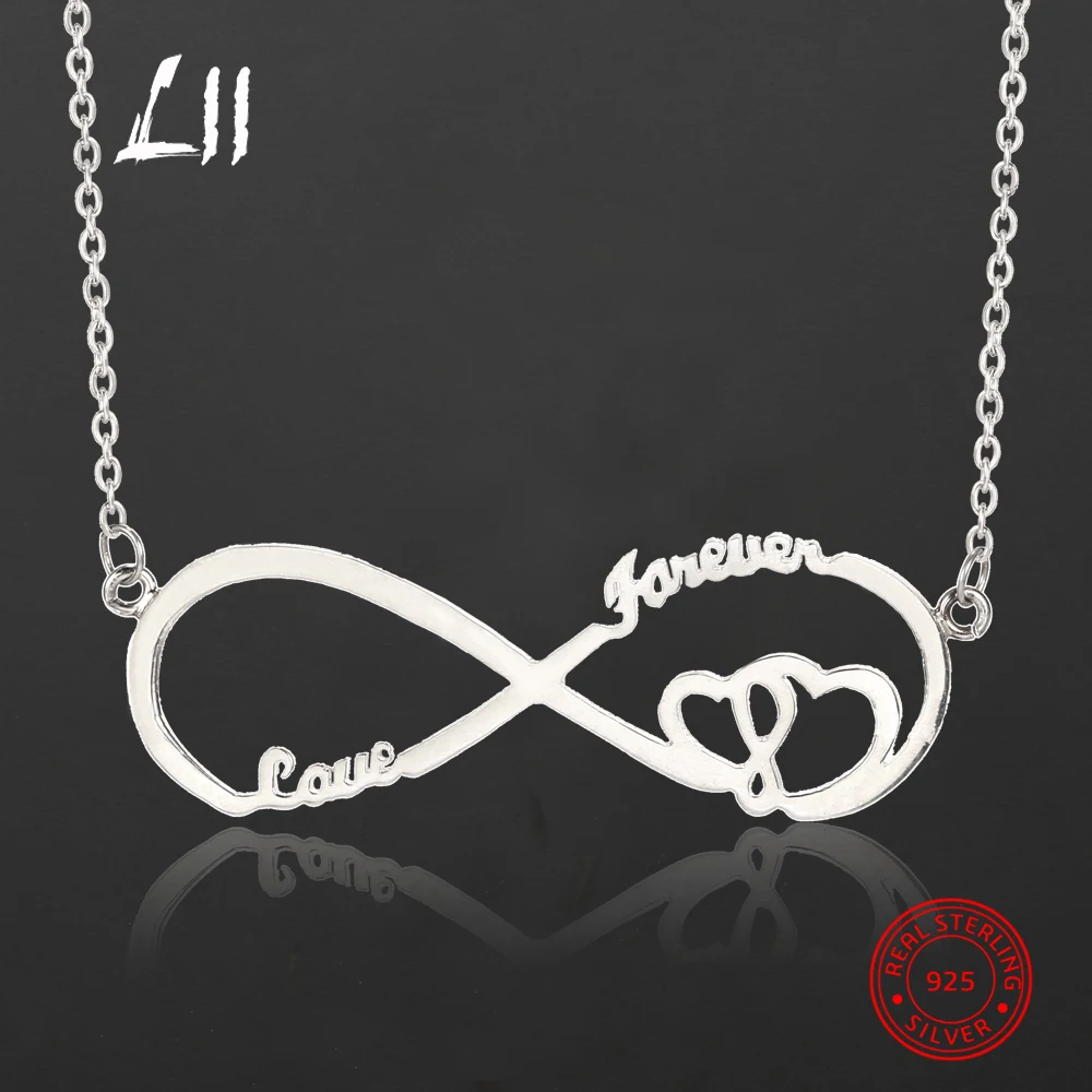 

L11 925 Sterling Silver Infinity Personalized Name Necklace for Woman Customized Two Name Nameplate Necklace Custom Lover Gift