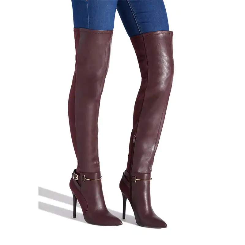 belted thigh high boots