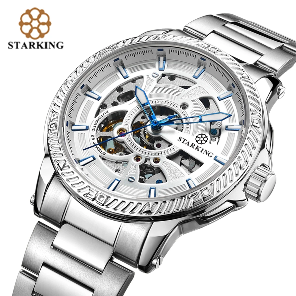 

STARKING Men's Automatic Watch Modern Design Male Skeleton Mechanical Wristwatch Men Casual Sport Watches TM0901
