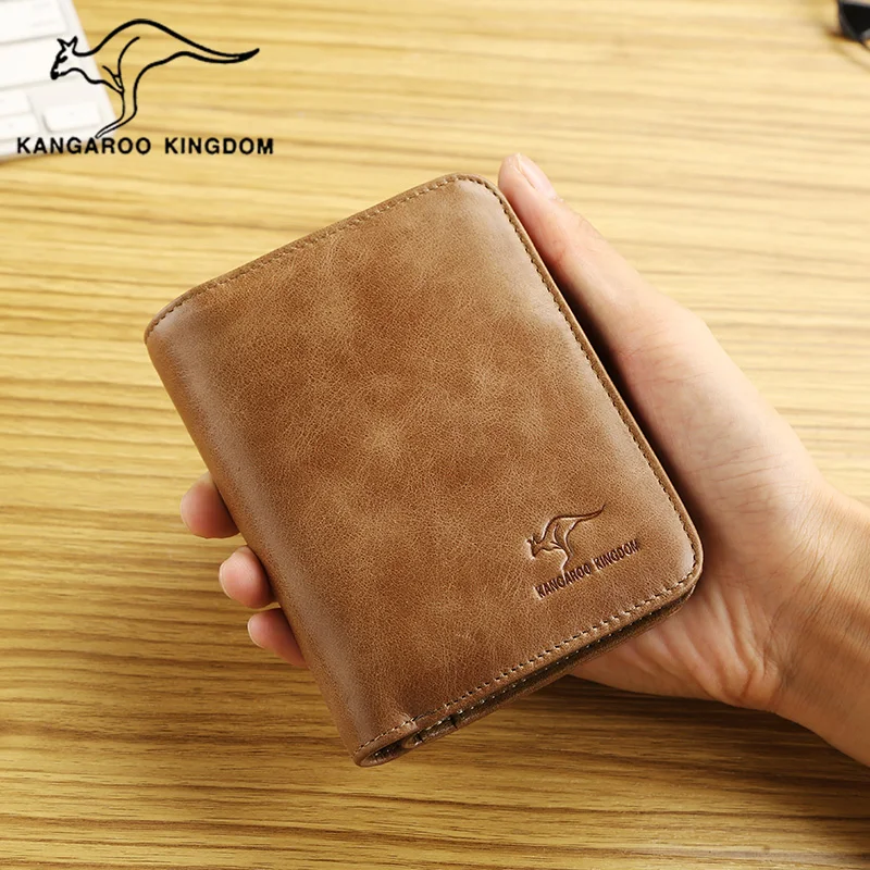 Kangaroo Kingdom Luxury Men Wallets Genuine Leather Vintage Male