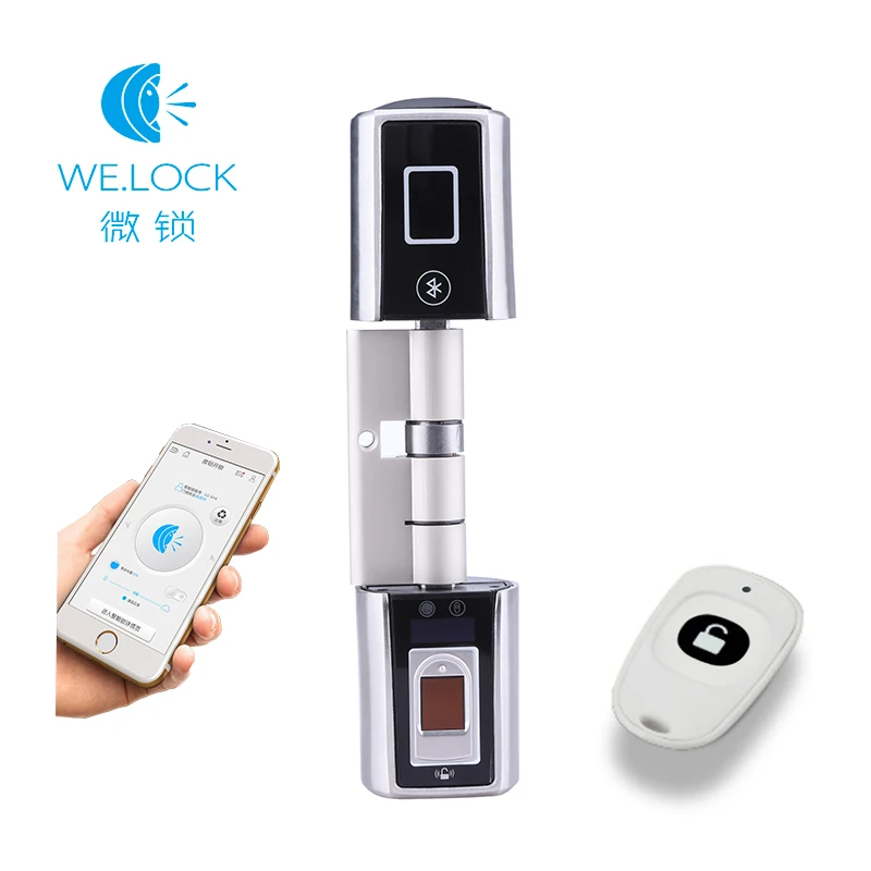 

2019 new Interlligent APP Remote Fingerprint electronic door Lock Cylinder Door Open L5SR-Plus Fingerprint 20-120mm