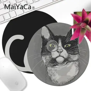 

MaiYaCa Your Own Mats Black white cat Beautiful Anime Mouse Mat 20x20cm 22x22cm diameter round mouse pad