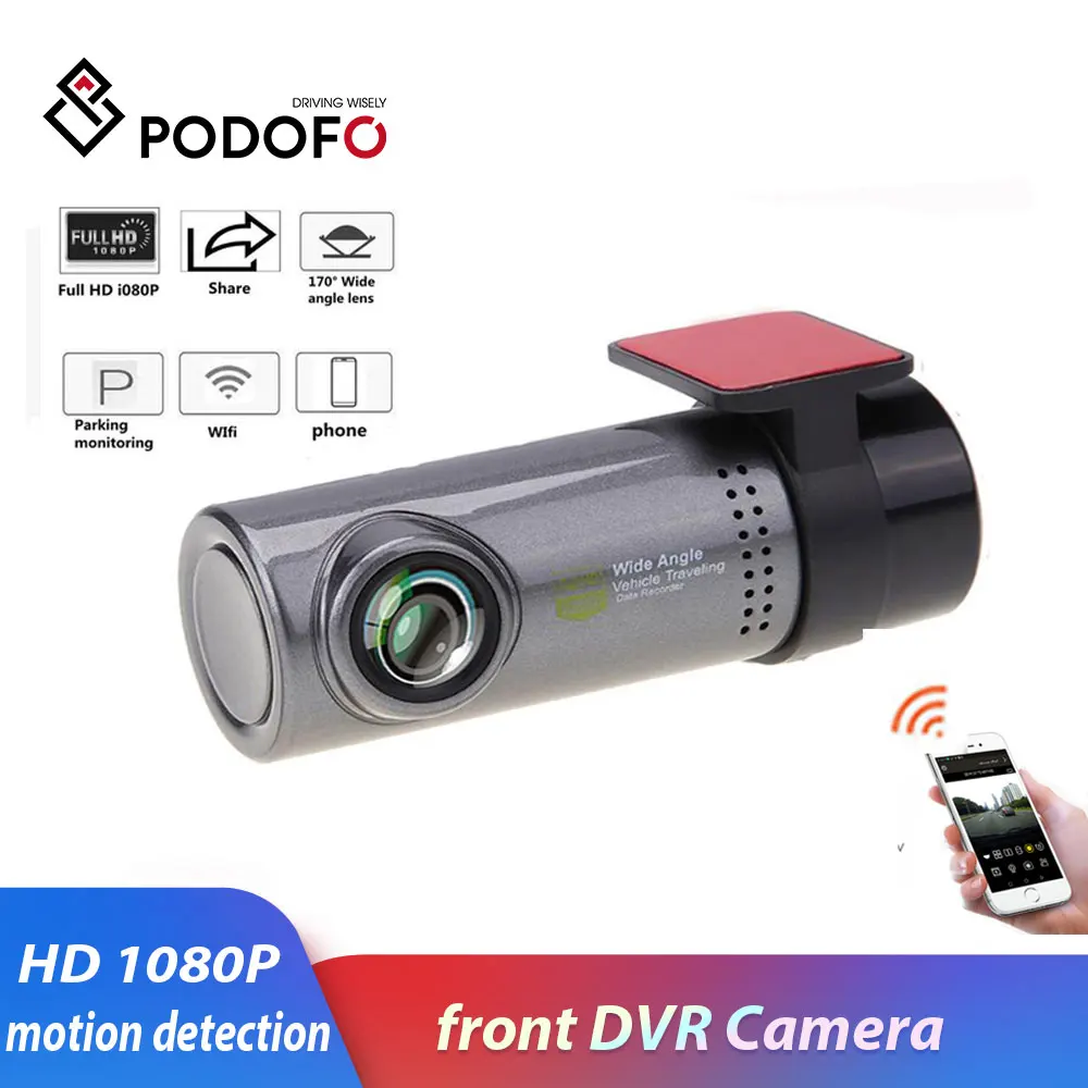 Podofo Smart WiFi DVR Cam 130 градусов Беспроводная Автомобильная видеорегистратор 1080P Full HD