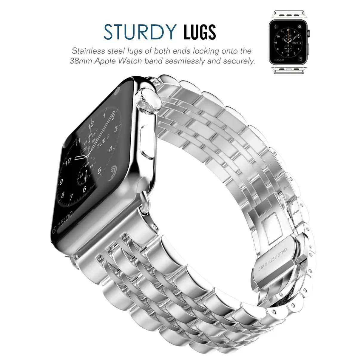 LPWHH нержавеющая сталь 316 L ремешок для часов для Apple Watch ремешок 44 мм 42 мм 40 мм 38 мм Сменные аксессуары для iwatch 7 расшитые бисером Ремешки для наручных часов