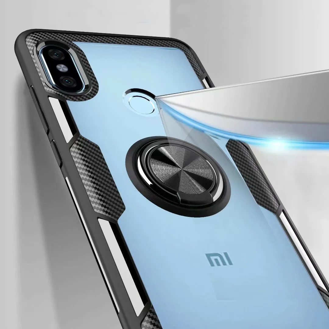 Прозрачный чехол для Xiaomi Redmi Note 5 Pro с магнитной присоской кольцо на палец мягкий