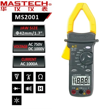 

MASTECH MS2101 1000A AC/DC Digital Clamp Meter DMM Hz/C measured capacitance frequency temperature 4000 Counts with Storage Bag
