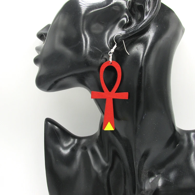 Бесплатная доставка! 2017 новейшие акриловые деревянные Анкх серьги|earring stopper|wood hoop