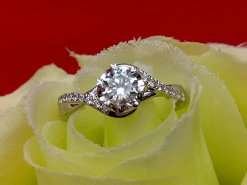 

Reliable Solid AU585 White Gold Ring Precious Only Love 0.45Ct Synthetic Carbon Ring for Women Wedding Classic Jewelry