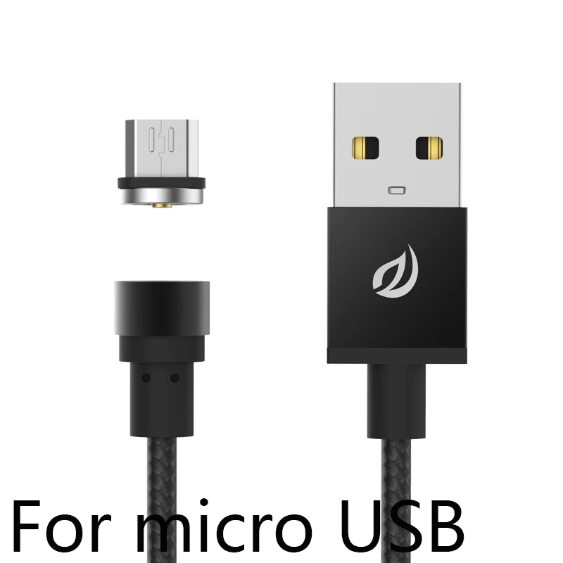 WSKEN Круглый Магнитный кабель, USB C type C Micro USB кабель магнитное зарядное устройство кабели для мобильных телефонов для iPhone 7 8 X USB кабель - Цвет: for micro USB black