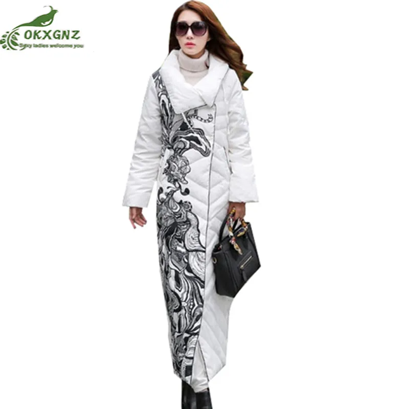 

Print thick Parkas women winter jacket 2019 Long High end women Down jacket coat winter Outwear Fashion Warm Female coats