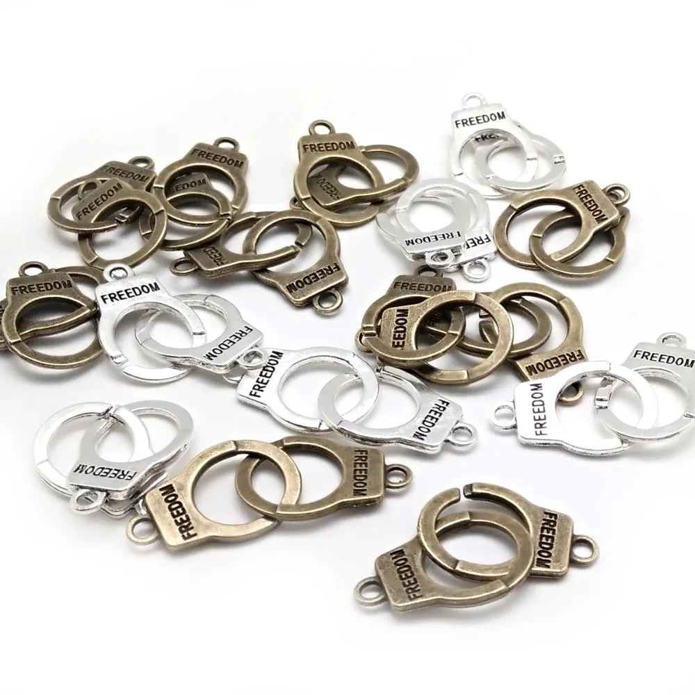 

22mm Freedom Handcuffs Charm Clasp Zinc Alloy Charm For DIY Bracelet Making