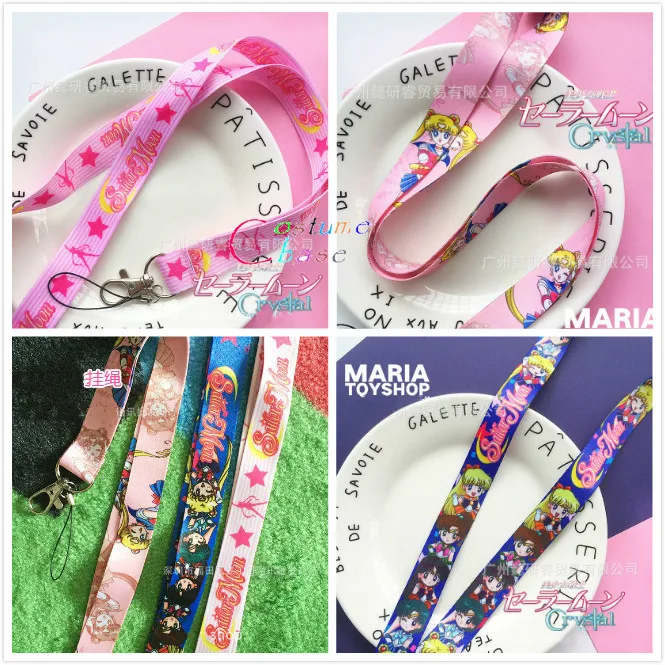 

Anime Sailor Moon Cute Key Lanyard Badge ID Cards Phone Holders Neck Straps Keyring Keychain Cosplay Props Accessories Gift