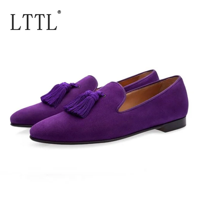 

LTTL Luxury Handmade Suede Tassel Shoes Men Loafers Slip On Mens Dress Shoes Fashion Casual Shoes Men's Party And Prom Shoes