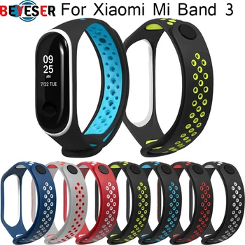 

BEYESE Original Smart Band Accessories For Xiaomi Mi Band 3 Bracelet Replacement Double Color Silicone Strap Sport For Men Women