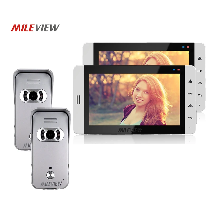 

FREE SHIP New Home Security 7" Wired Video Door Phone Intercom System Kit + Two White Monitor + Two Night Vision Outdoor Camera