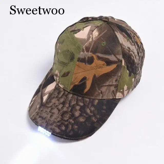 Camouflage Adjustable Climbing 5 LED Headlamp Cap Battery Powered Hat With LED Head Light Flashlight For Fishing Jogging Baseball Cap - Цвет: Camouflage