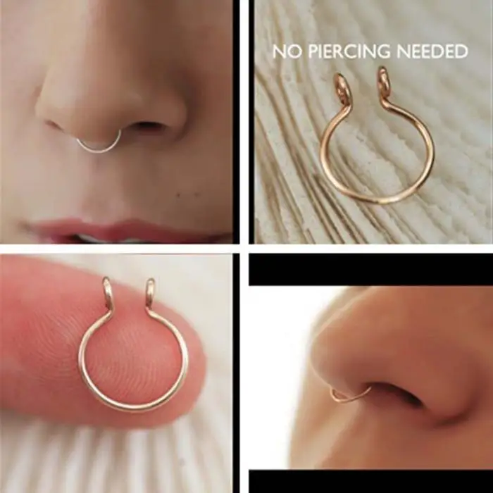 U-образное кольцо для носа, кольцо для пирсинга, имитация пирсинга, ювелирные изделия для пирсинга