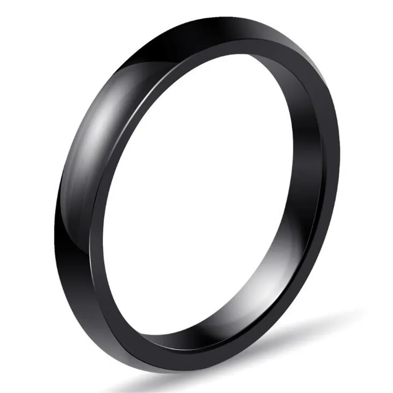 3 мм Женский Простой Круглый перстень маленький розовый/синий/белый цвет керамическое кольцо Винтаж Свадебные обручальные кольца для женщин - Цвет основного камня: Black
