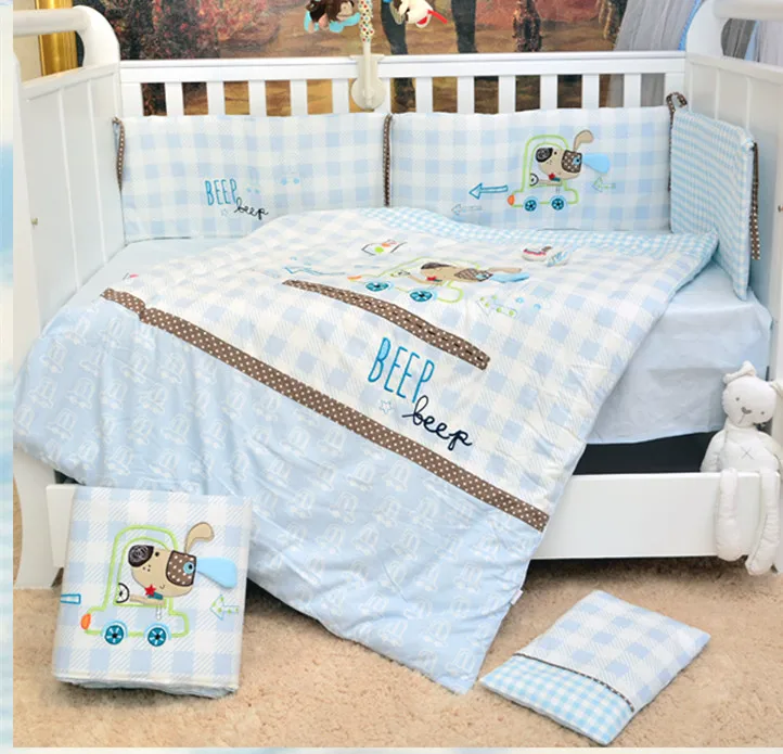 Promotion 7pcs Embroidered Cot Per Set Baby Bedding 100 Cot Per Set Baby Bedding