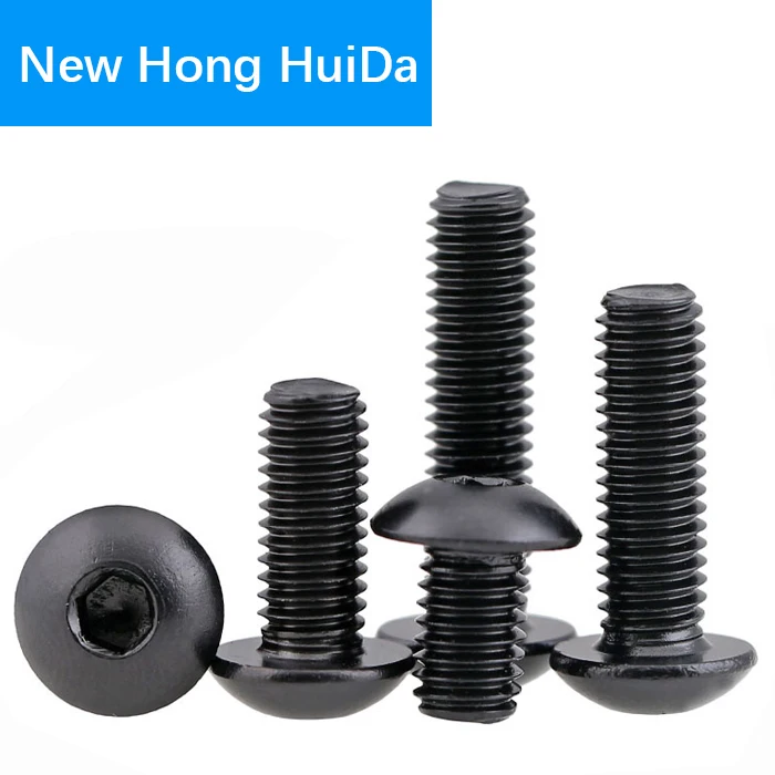 

M6 Hex Head Button Socket Cap Screw Allen Hexagon Thread Metric Round Head Machine Mushroom Bolt Black Alloy Steel Grade 10.9