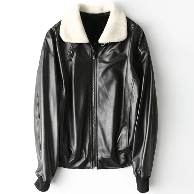 

2019 New Fashion Genuine Sheep Leather Jacket H1