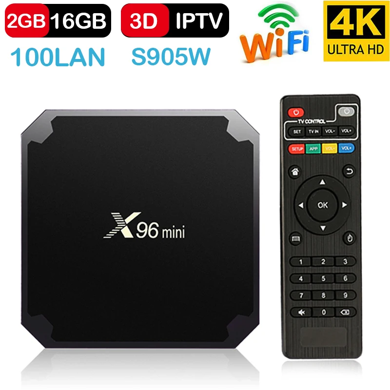 X96 mini caja de TV Android 7 1 OS Smart BOX 2 Гб 16 четырехъядерный процессор Amlogic S905W 4 ГГц WiFi