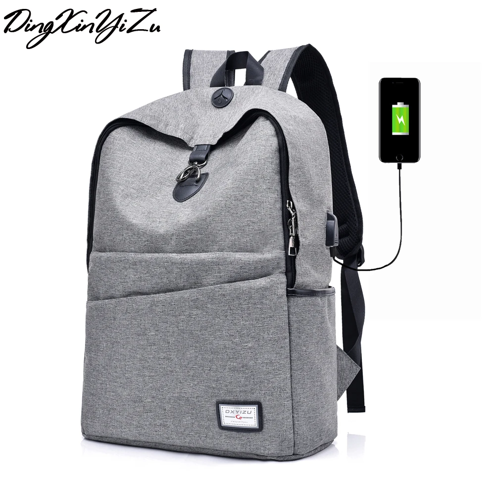 

2008 New USB Charging Men's Backpacks Male Business Travel women Teenagers Student School Bags Simple Notebook Laptop Backpack