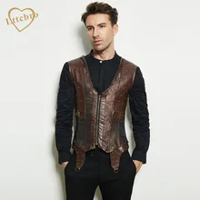 Мужской корсет в стиле стимпанк, жилет, Корректирующее белье, коричневый воротник, без рукавов, со стальными косточками, готический корсет, куртка для похудения, корсеты для мужчин