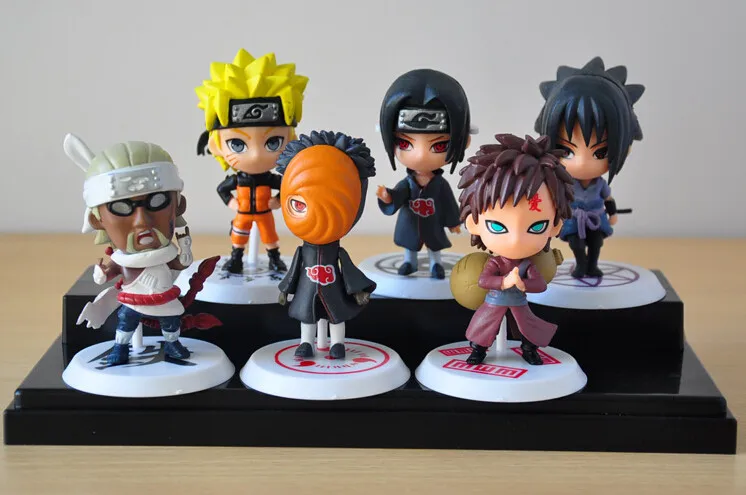 6pcs/lot 7cm Japan Jump Comics Naruto Action Figures Kakashi Sakura Sasuke Itachi Obito Gaara PVC Toys Model Figurine