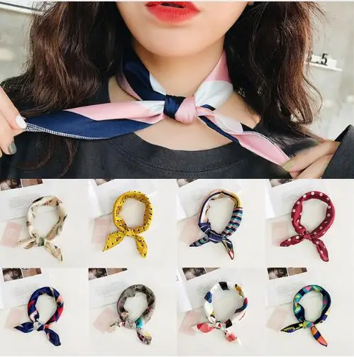 50X50CM Fashion Women Square Scarf Fake Silk Wraps Elegant Floral Spring Summer Head Neck Hair Tie Band Neckerchief 50X50CM Fashion Women Square Scarf Fake Silk Wraps Elegant Floral Spring Summer Head Neck Hair Tie Band Neckerchief