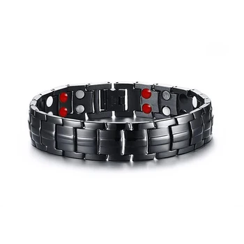 

Matt Finish Double Row Magnetotherapy Bracelet Stinless Steel Adjustable Energy Bracelet Men Fashion Bangles Jewelry