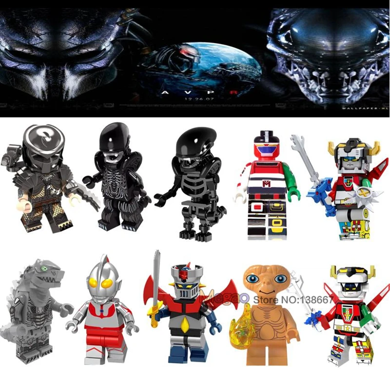 

Voltron s Alien vs Predator Building blocks Mazinger Z Ultraman Technic Friends Robocop Bricks Toys For Children