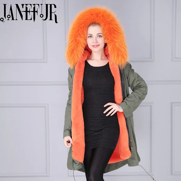 2016 New Lady Parkas Jacket Real Large Raccoon Fur Winter Coat Women Jacket Coats Collar Thicken Warm Padded Cotton Jacket