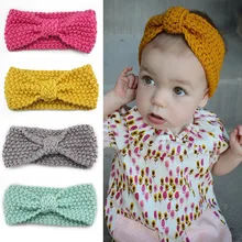 Knot Headband Bebe Girl Winter Crochet Newborn Head wrap Warmer Knitted Bow Hairband Hair Band Hair Bow Accessories 10 colors