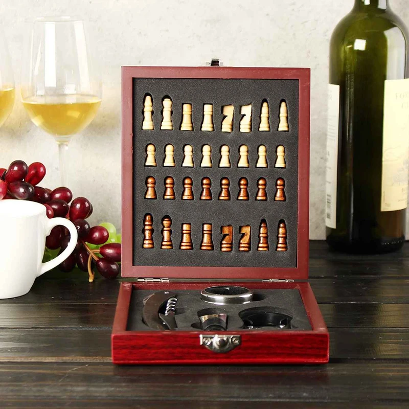 Набор инструментов для открывания вина, набор для бутылок из пробки, комплект для открывания с шахматной подарочной коробкой, штопор, бутылка для выливания, открывалка, аксессуар, подарок для дома