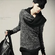 Autumn and winter men’s shirt collar sweater slim Korean personality cone fashion men sweater
