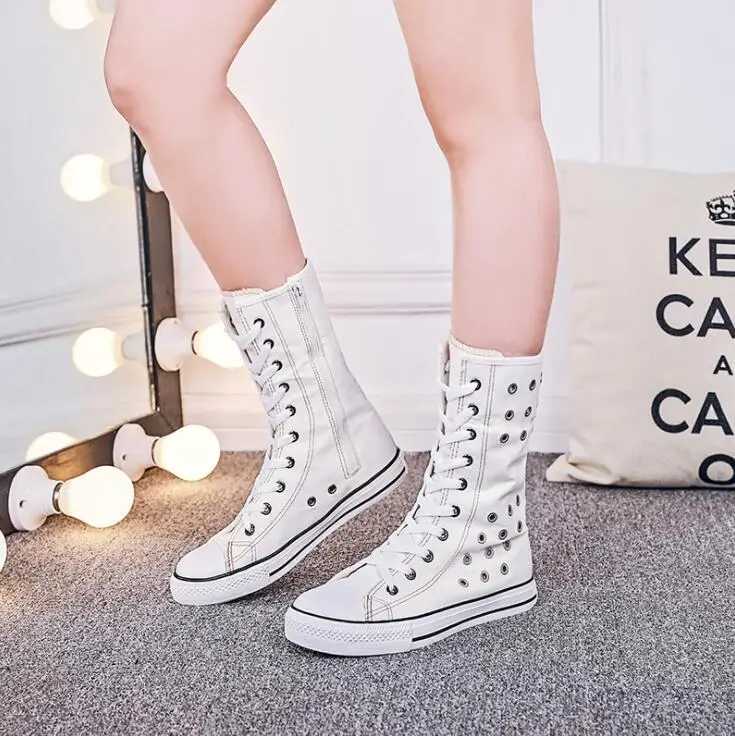 

The latest spring short tube front tie side zipper canvas shoes casual shoes breathable hole shoes