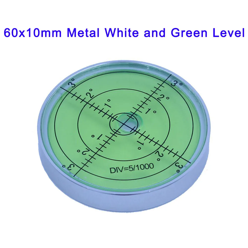 HACCURY Высокое качество Полный стеклянный круглый спиртовой уровень пузырьковый световой пузырьковый уровень размер 60x10 мм - Цвет: 60x10White and Green