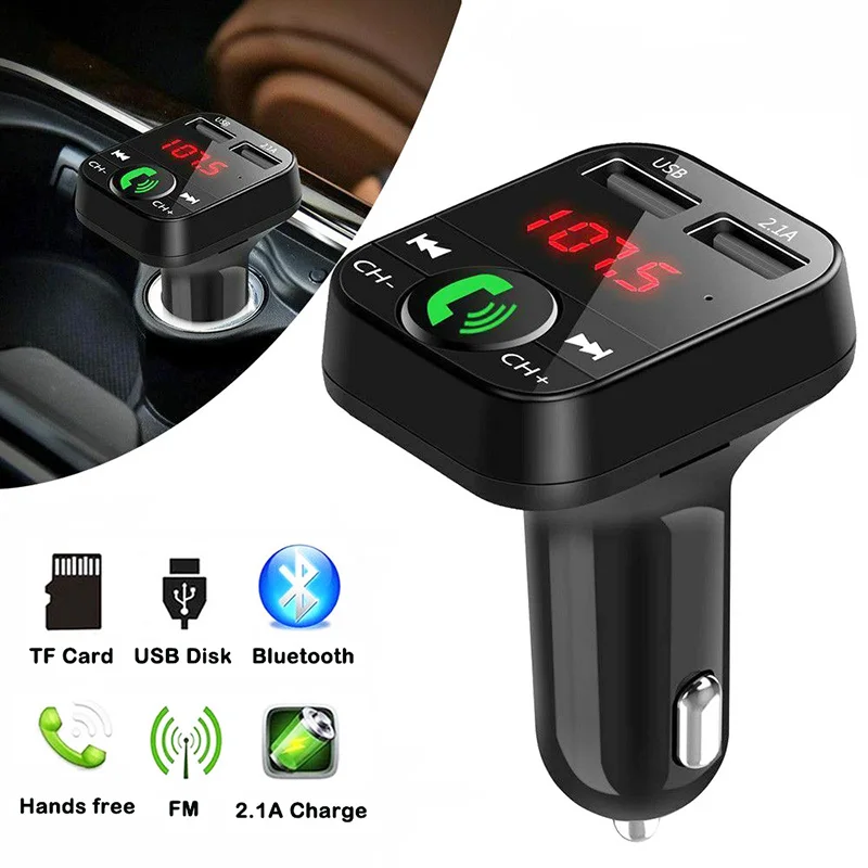 

Bluetooth FM Transmitter Hands Free Car Kit Car Styling MP3 Player TF Flash Music 5V 2.1A USB Charger 12V Radio FM Modulator