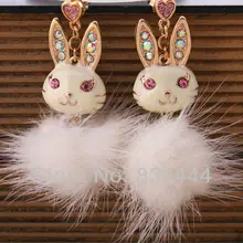 Рождественский подарок модные ювелирные изделия Красочные кроличий кристалл серьги