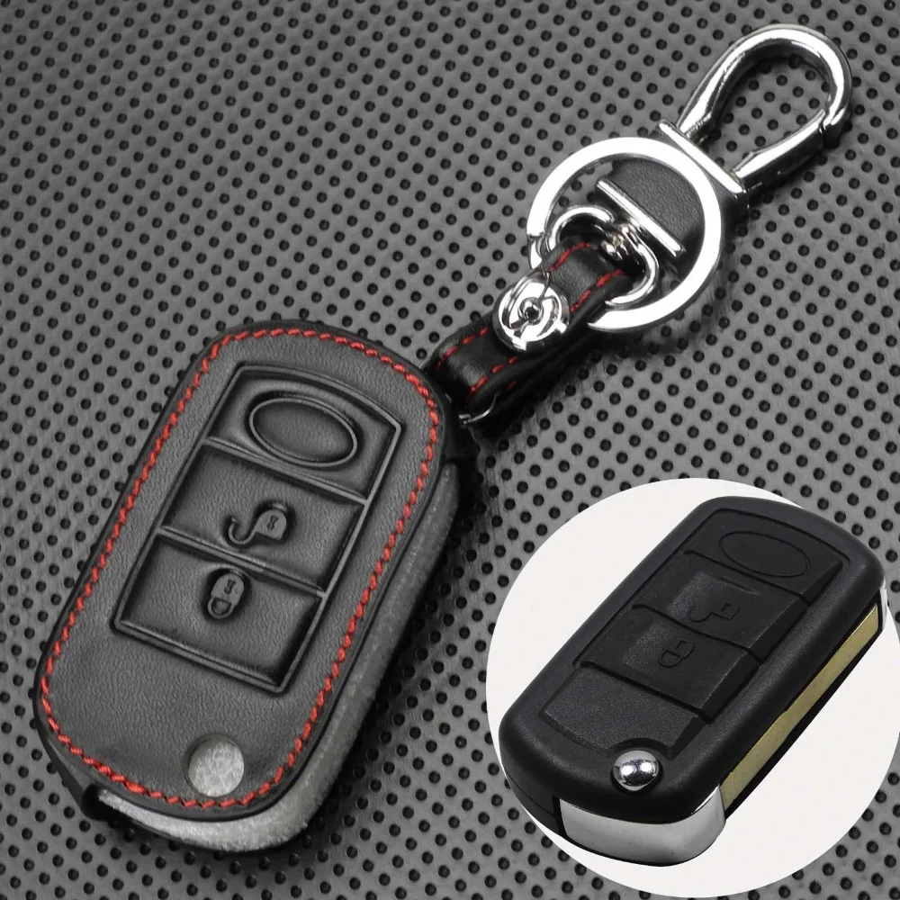 

Remote Car Key Case Cover Leather 3 Buttons Remote Key Shell Cover Case For LAND ROVER Range Rover Sport LR3 Discovery Holder