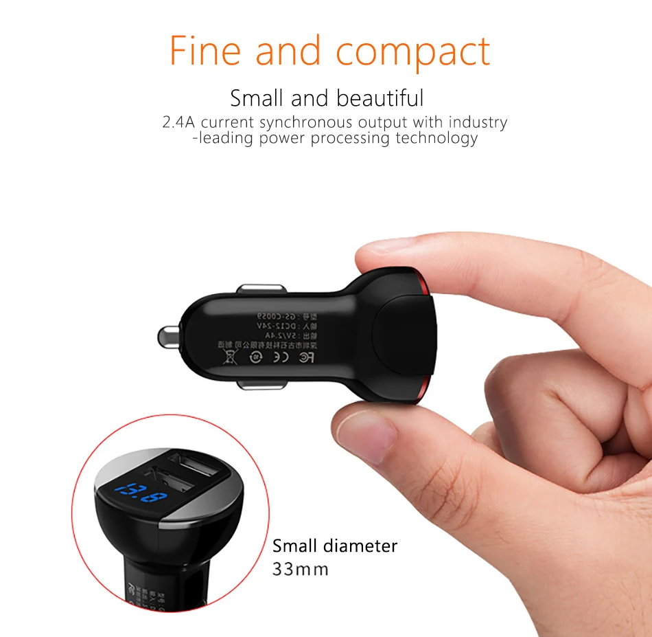 !ACCEZZ Dual Port USB Car Charger Digital Display For Iphone XS XR X 8 Plus Car Phone Charge Adapter Universal For Samsung S9 S8 (10)