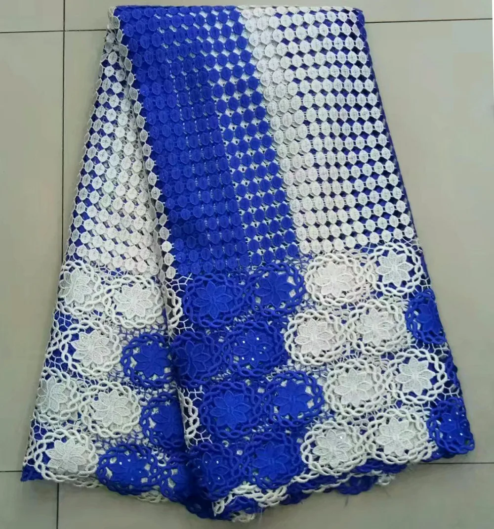 Newest African guipure Lace Fabric 2018 blue+white Embroidered Nigerian Laces Bridal High Quality For Women dress | Дом и сад