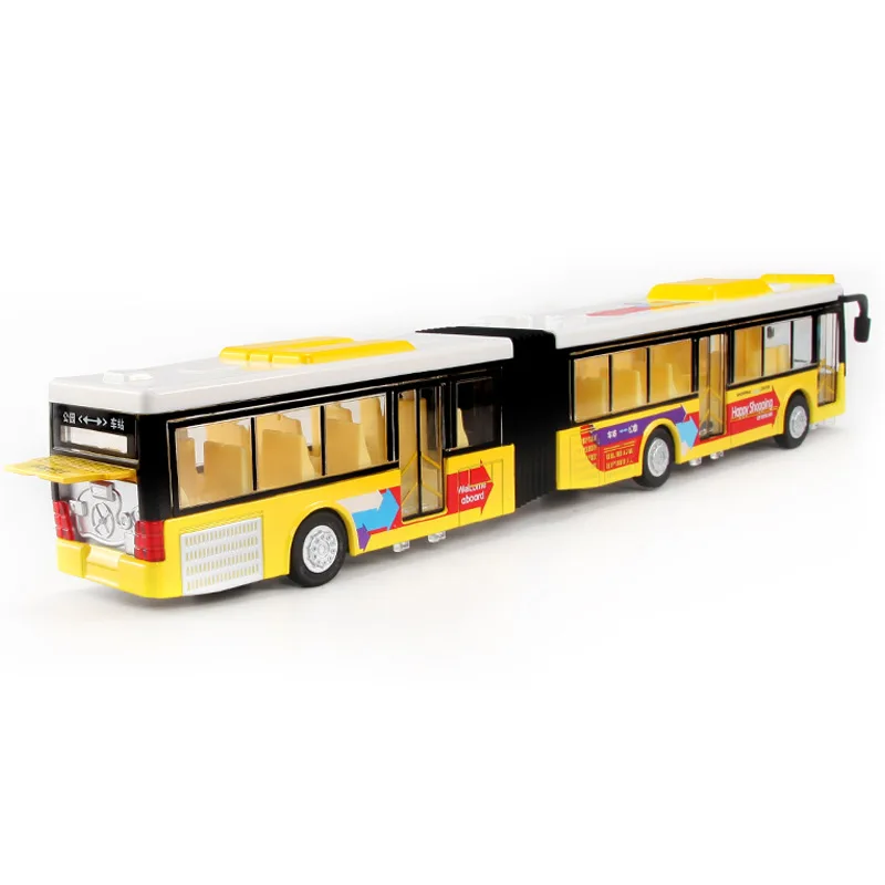 35 см длинный автобус игрушка, сплав двойной автобус 4 цвета открытый двери огни и звуковая функция общественного транспорта