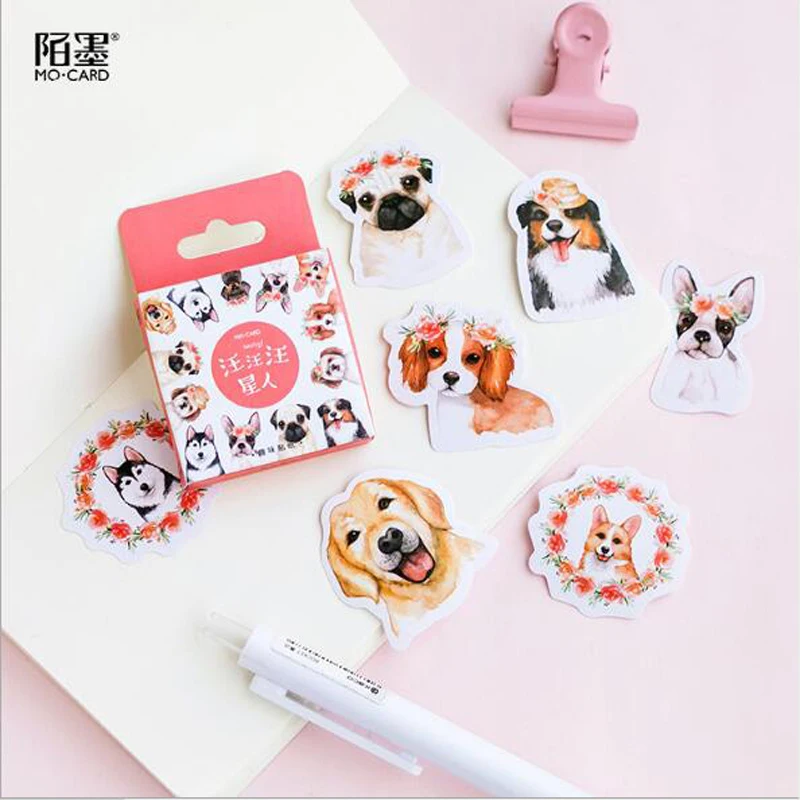 Creative Cute Dog Animal Sticker Decoration DIY Scrapbooking Stationery Kawaii Diary Label 45 Pcs/lot | Канцтовары для офиса и