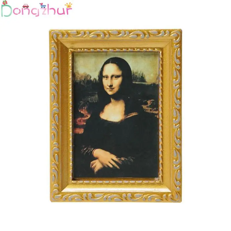 

Dollhouse Miniature 1:12 Photo Frame Antique Manny Frame Oil Painting Mona Lisa DIY Doll House Decorative Accessories