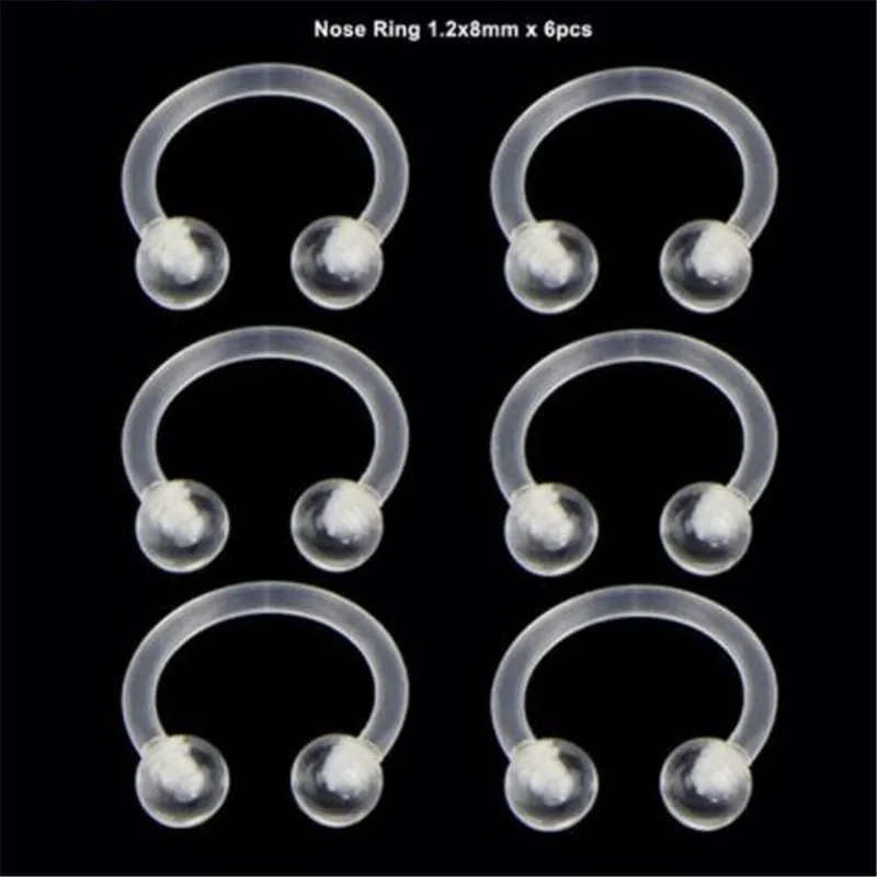 6 шт/лот прозрачный поддельный нос кольцо перегородка кольца мягкий акрил Лабрет губы Спираль пирсинг носа пирсинг для пупка пирсинг ювелирные изделия с подвеской в виде соски