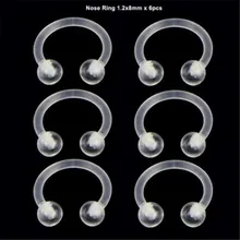 6 шт/лот прозрачный поддельный нос кольцо перегородка кольца мягкий акрил Лабрет губы Спираль пирсинг носа пирсинг для пупка пирсинг ювелирные изделия с подвеской в виде соски
