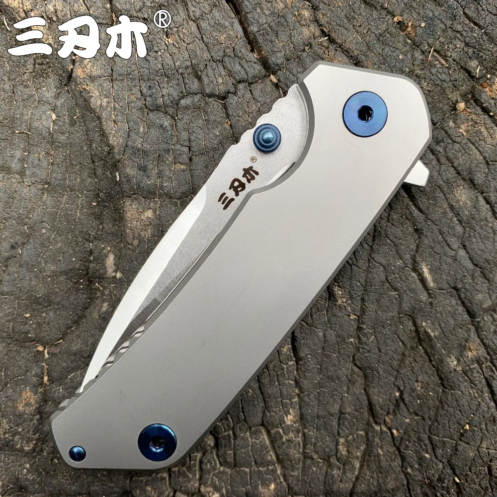Sanrenmu 9008-TZ TC4 Titanium Pocket Folding Blade Knife 12C27 Blade Outdoor Camping Survival Hunting Tactical Fishing Tool EDC