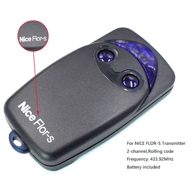 

Wholesale DHL Free shipping 50pcs Nice FLO2R-S Flor-2s Rolling Code Replacment Remote Control Transmitter 2 Button 12V 27A